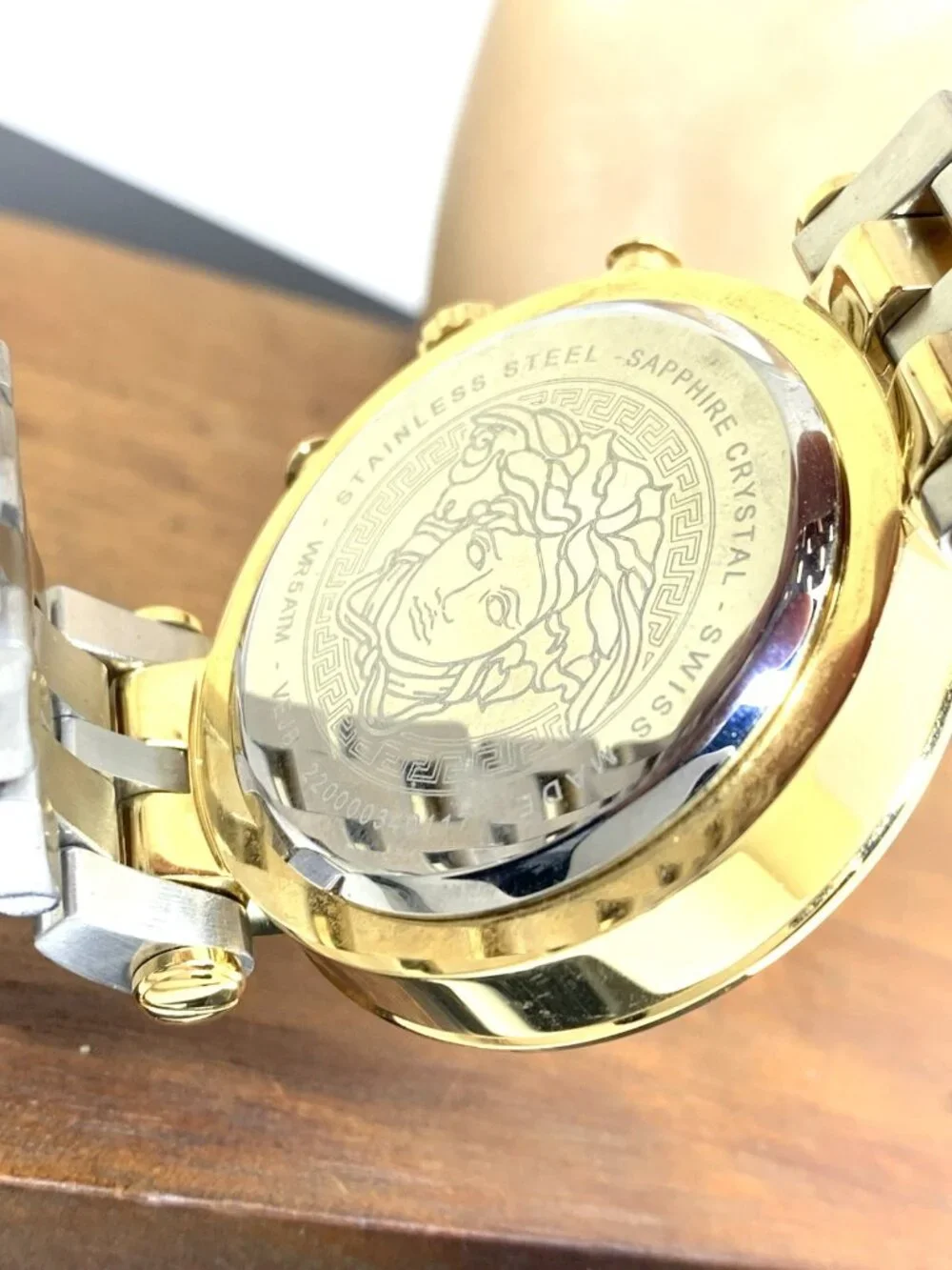 Versace Men's Watch VEJB00622 Swiss Quartz Chronograph Black Dial Two Tone Steel